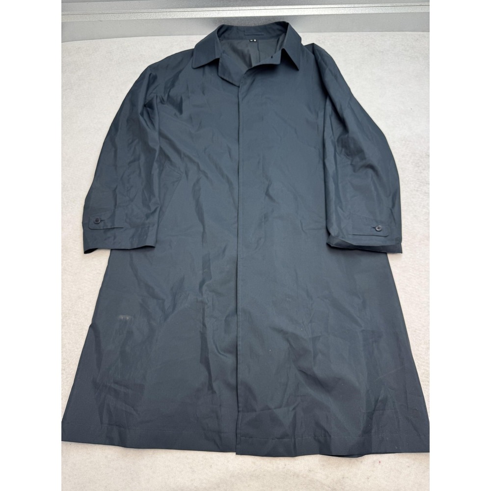 Saks Fifth Avenue Coat Mens 44 Navy Microfiber Rain Button Lined Japan Long